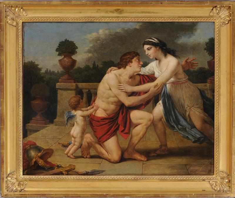 Appraisal: FRENCH SCHOOL MARS AND VENUS Oil on canvas unsigned x