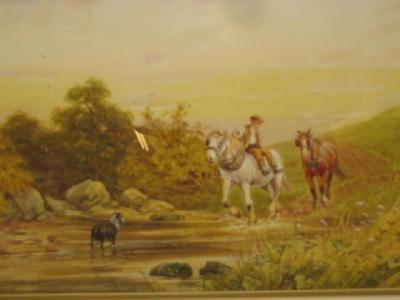 Appraisal: HORACE HAMMOND Farmer and Horses Crossing a Ford signed x