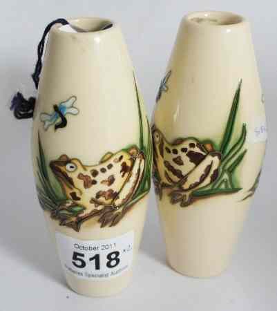 Appraisal: Moorcroft Pair of Vases in the Frog and Dragonfly Design