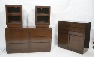 Appraisal: pc R-WAY Mid Century Bedroom Set Dark stained wood Pr