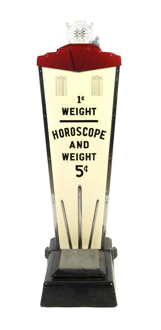 Appraisal: n American Steel Coin Operated Weight and Horoscope Machine American