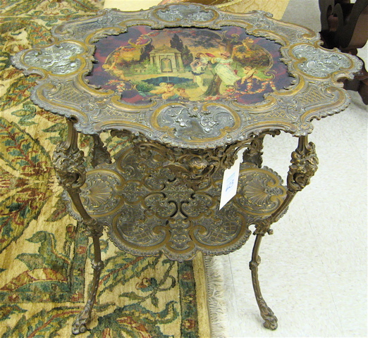 Appraisal: LOUIS XV STYLE CAST METAL CENTER TABLE German c the