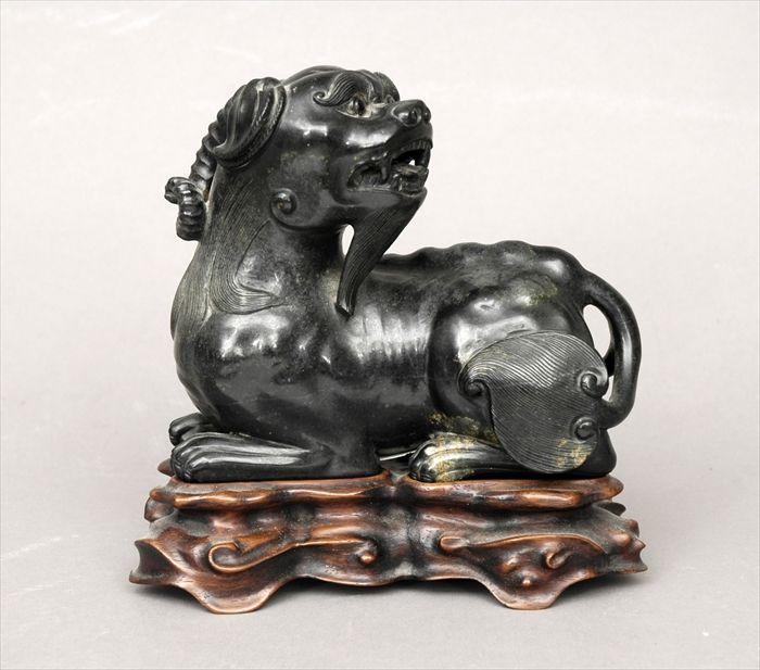 Appraisal: Chinese Carved Black Marble Figure of a Buddhistic Dog on