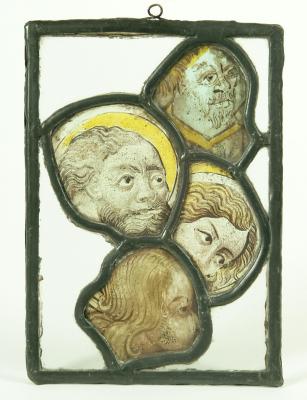 Appraisal: A STAINED AND PAINTED GLASS PANEL mid th century probably