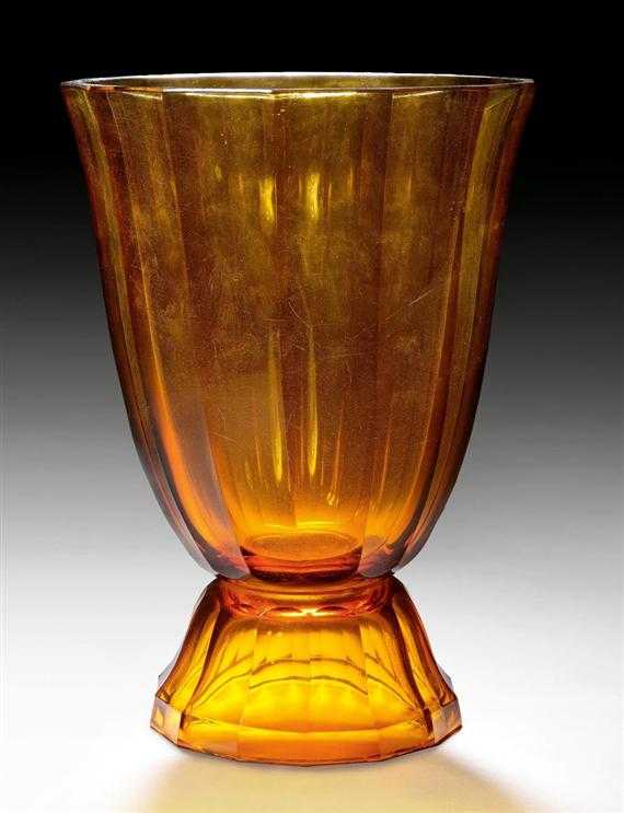 Appraisal: HOFFMANN JOSEF MOSER KARLSBAD - VASE circa Yellow glass Inscribed