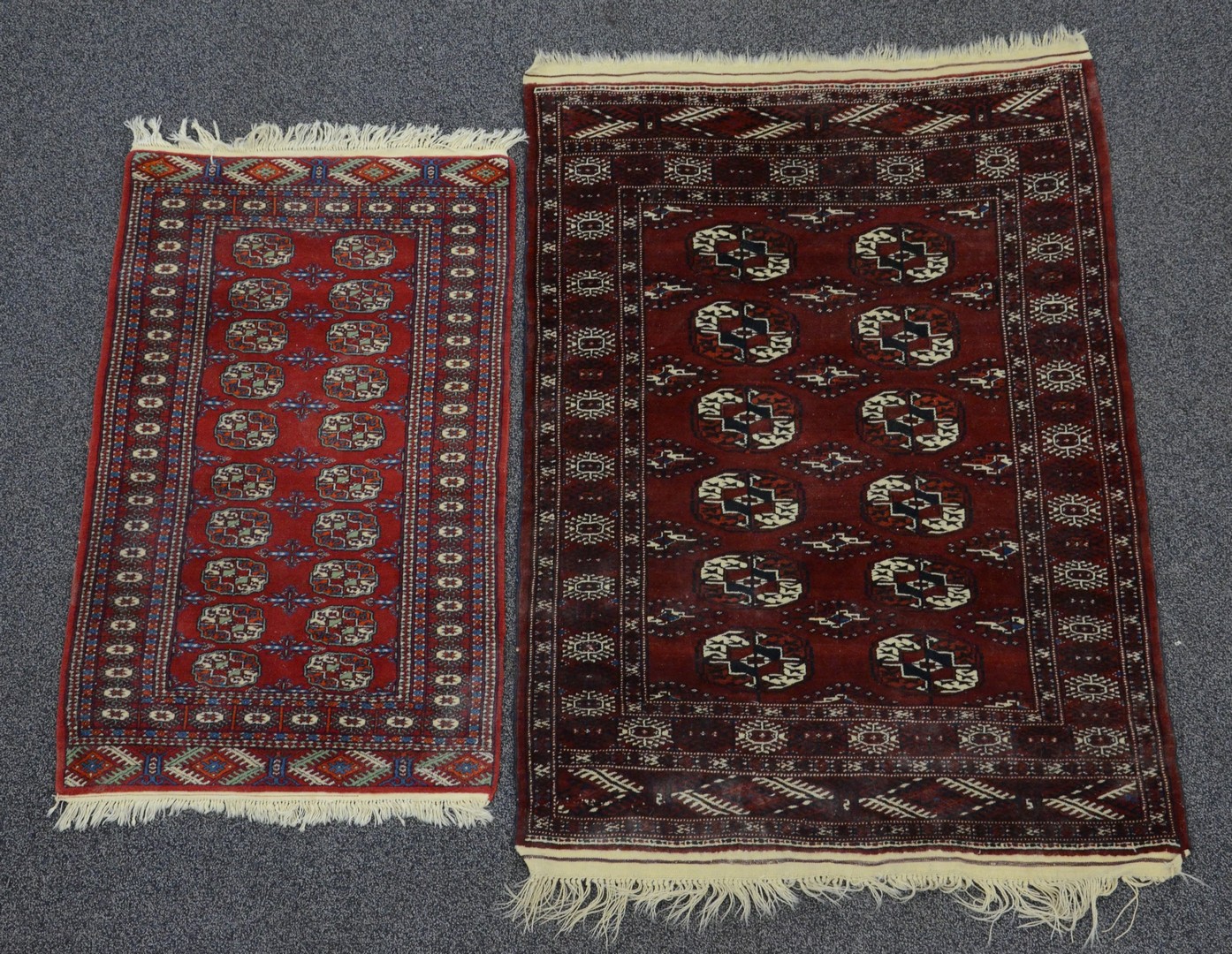 Appraisal: Bokhara throw rugs x x