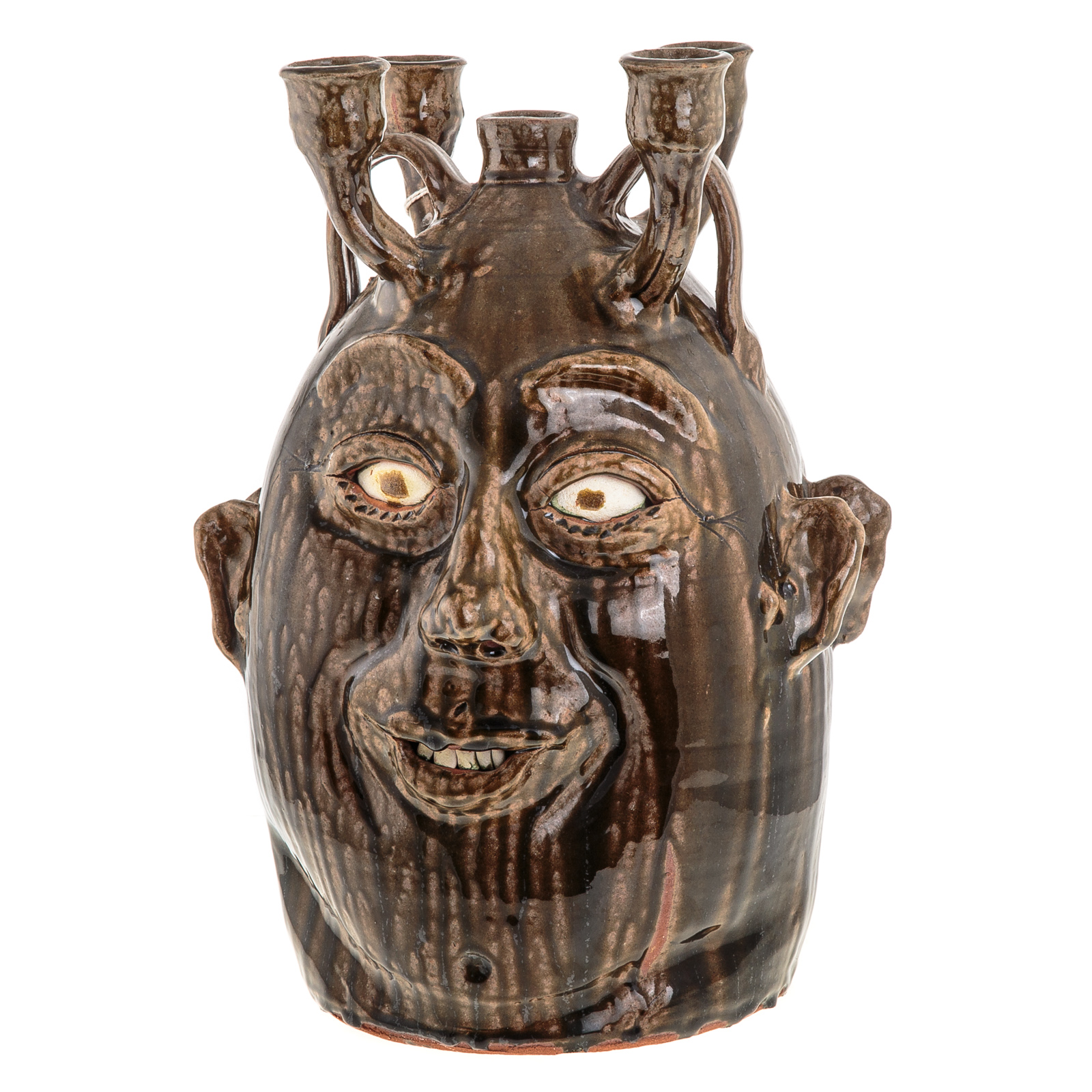 Appraisal: SOUTHERN POTTERY UGLY JUG BY SHELBY WEST Double grotesque face