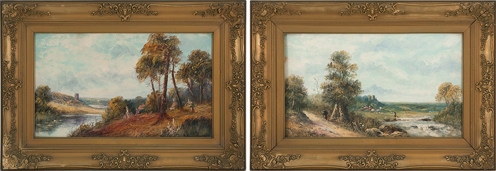 Appraisal: PAIR OF FRAMED TH CENTURY PAINTINGS ARTISTS UNKNOWN Depicting English