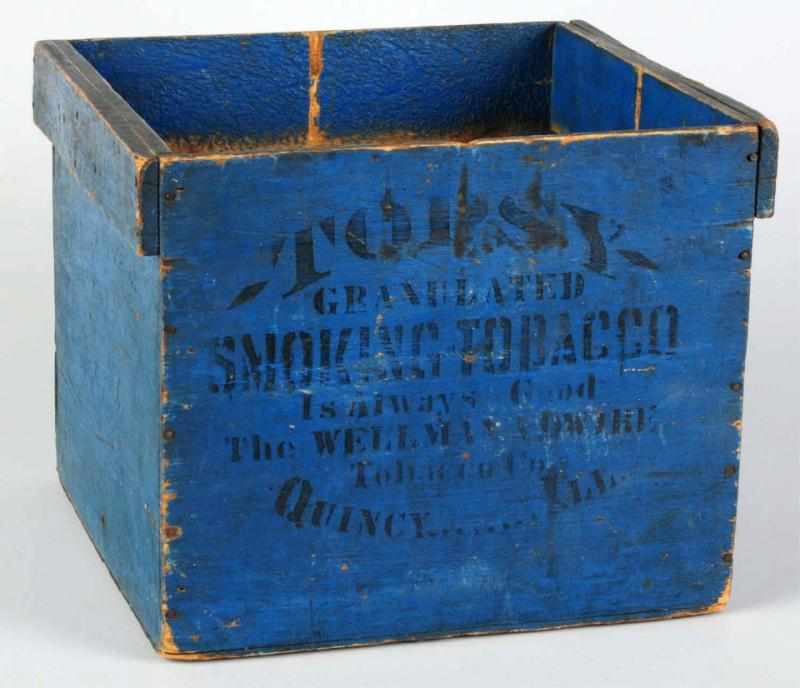 Appraisal: Wooden Topsy's Tobacco Egg Carrier Circa Nice original blue paint