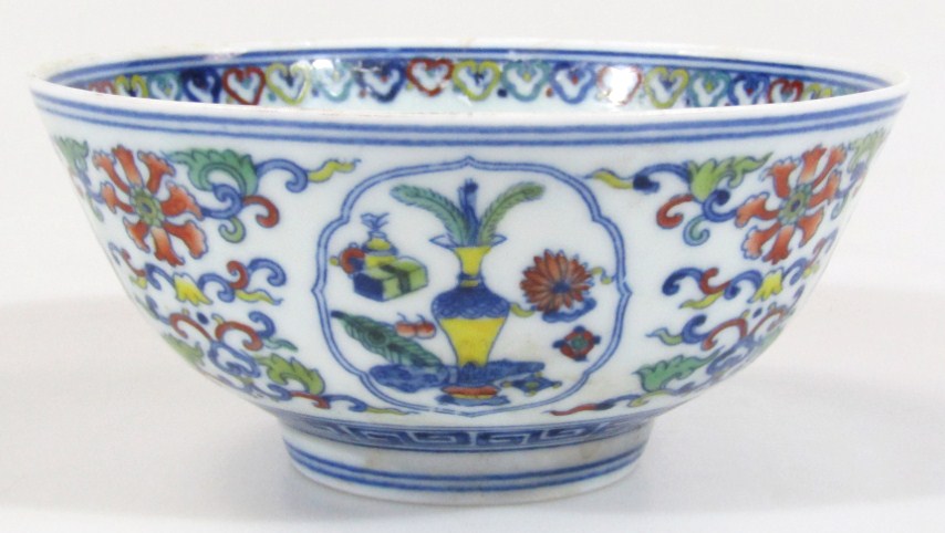 Appraisal: A Chinese porcelain Chenghua style porcelain bowl polychrome decorated with