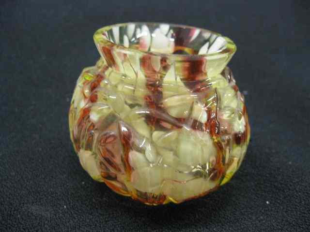 Appraisal: Victorian Art Glass Toothpick Holder mottled red white on vaseline