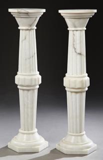 Appraisal: Pair of French Alabaster Pedestals early th c the circular