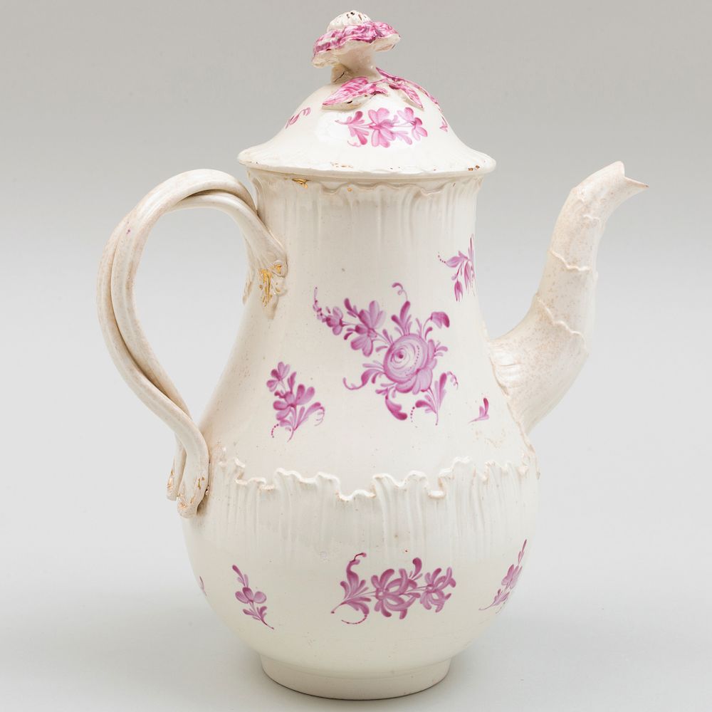 Appraisal: Wedgwood Puce Decorated Creamware Coffee Pot and Cover Impressed mark