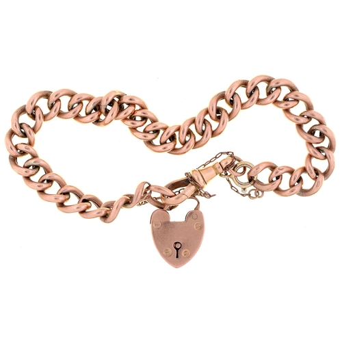 Appraisal: A gold curb bracelet and padlock cm l marked c