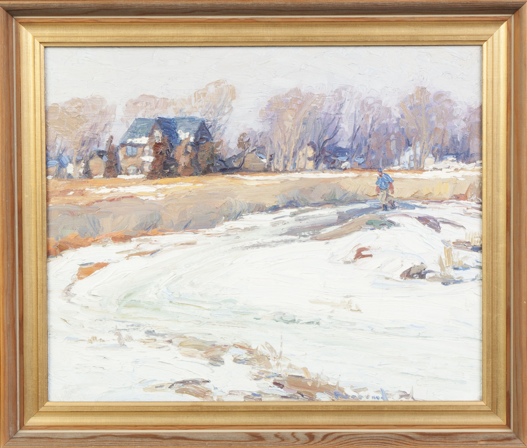 Appraisal: George Renouard American - Winter Scene March Oil canvas