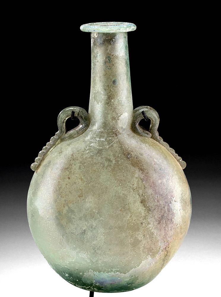 Appraisal: Roman Glass Lentoid Pilgrim Flask Roman Eastern Mediterranean Imperial Period