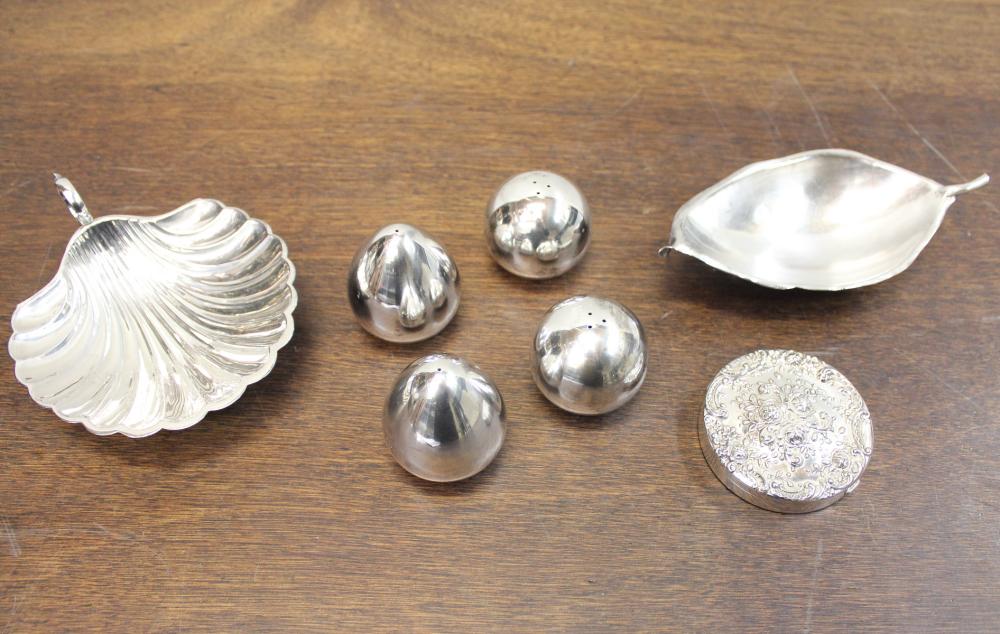 Appraisal: SEVEN STERLING SILVER ARTICLES including Anton Michelsen Copenhagen salt and