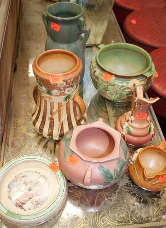 Appraisal: Seven pieces of Roseville pottery including juvenile series bowl vases