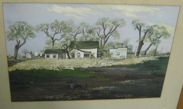 Appraisal: EUGENE KARLIN AMERICAN B Rural landscape with restaurant gouache on