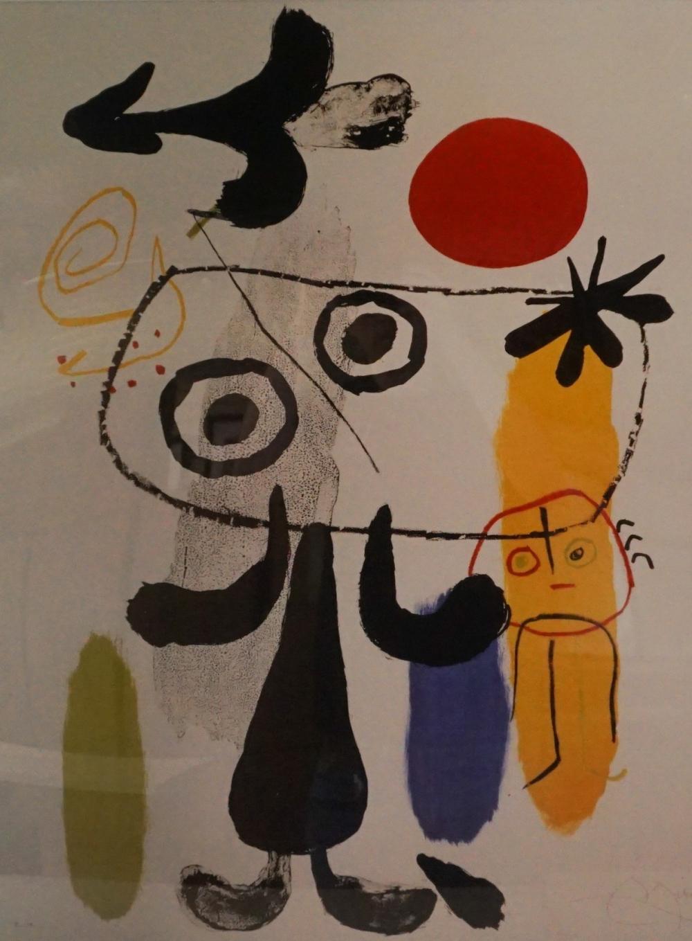 Appraisal: After Joan Miro Untitled Abstract Figure Reproduction Photolithograph Framed x