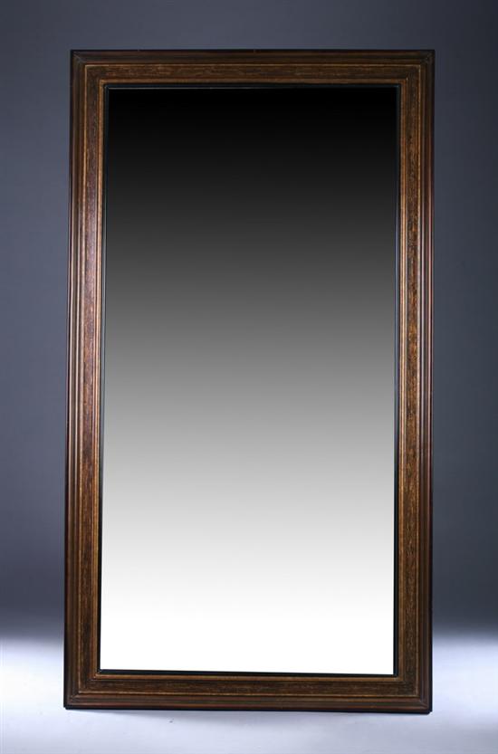 Appraisal: VERY LARGE RECTANGULAR FULL-LENGTH BEVELED MIRROR WITH BRONZED-WOOD FRAME century