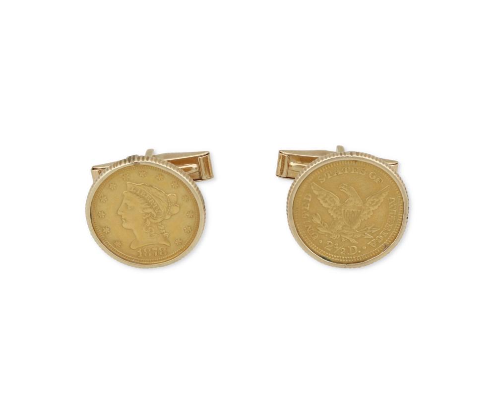 Appraisal: A PAIR OF DOLLAR LIBERTY COIN CUFFLINKSA pair of dollar