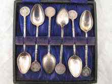 Appraisal: A boxed set of six Chinese silver teaspoons by Wang