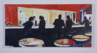 Appraisal: Contemporary unframed giclee' Contemporary giclee' depicting a diner or bar