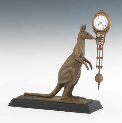 Appraisal: A Kangaroo Swinging Arm Clock Modern A gilt bronze and