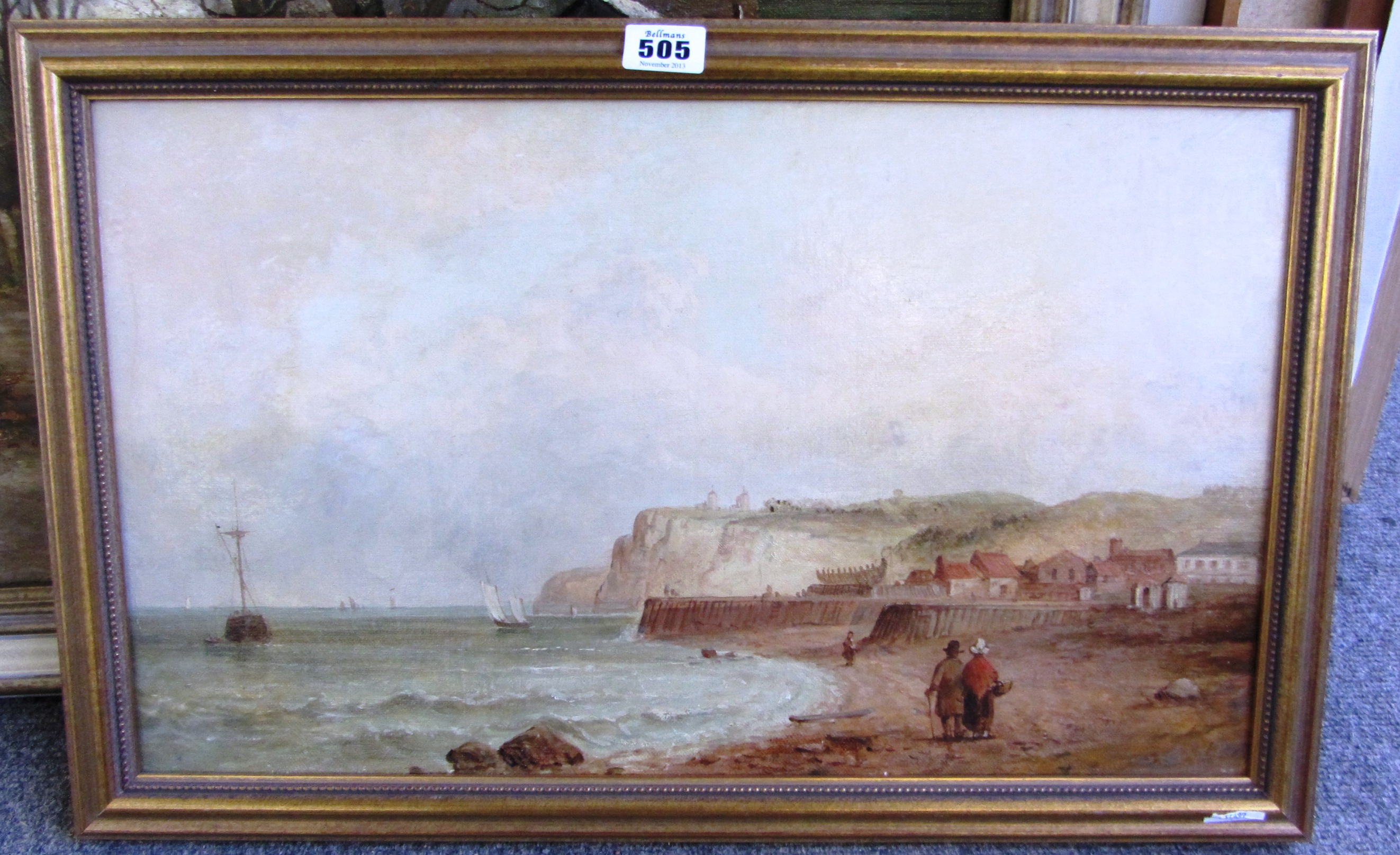 Appraisal: English School th century Coastal scene oil on canvas cm