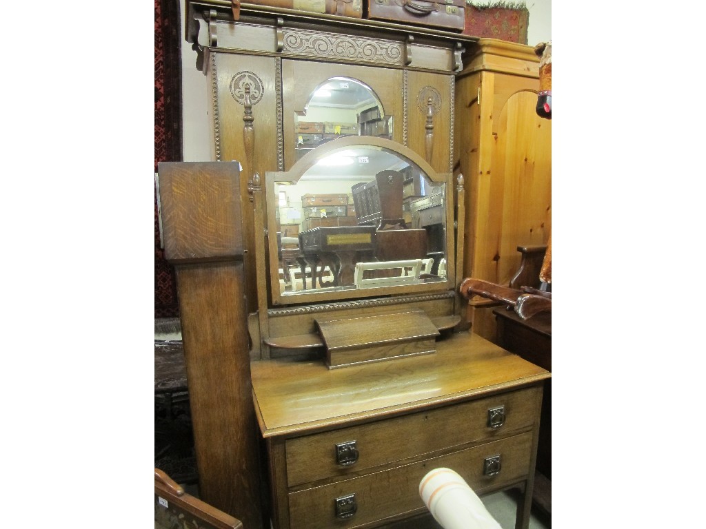 Appraisal: Oak wardrobe with matching dressing table and a pair of