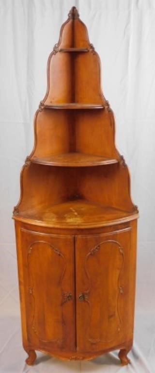 Appraisal: FRENCH WALNUT CORNER CABINET EARLY TH C TWOdoors bow front