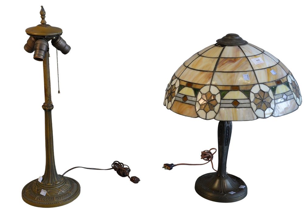 Appraisal: Two Piece Lot leaded glass table lamp and panel shade