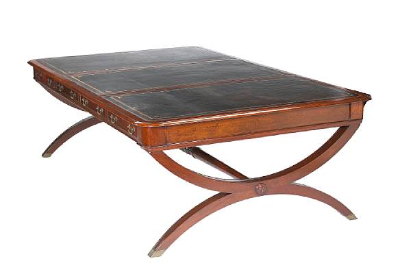 Appraisal: A George III style mahogany library table th century The