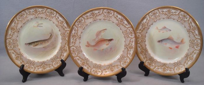 Appraisal: Royal Doulton HP fish plates artist signed C Holloway 'd