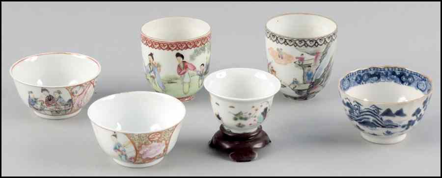 Appraisal: COLLECTION OF CHINESE CUPS th and th century Provenance The