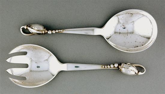 Appraisal: Georg Jensen sterling salad serving set circa Blossom pattern L