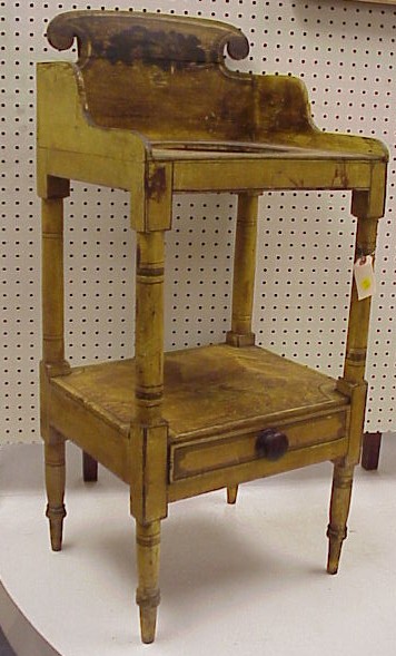 Appraisal: Early th C Sheraton paint-decorated washstand yellow with some paint