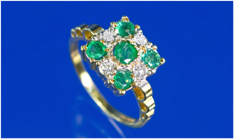 Appraisal: ct Gold Diamond And Emerald Ring Square Setting With A