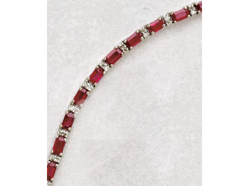 Appraisal: RUBY AND DIAMOND BRACELET k white gold bracelet set with