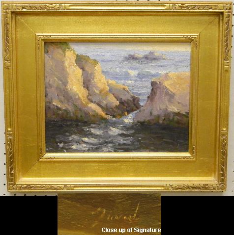 Appraisal: David oil on canvas rocky seascape titled verso ''Pismo Beach''