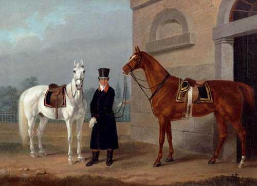 Appraisal: KR GER FRANZ Grossbadegast - Berlin Two horses Oil on