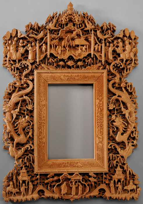 Appraisal: Finely Carved Wood Picture Frame Chinese late th early th