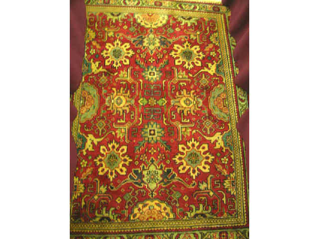 Appraisal: Tabriz Persian Handmade Rug interesting geometrics on red field '