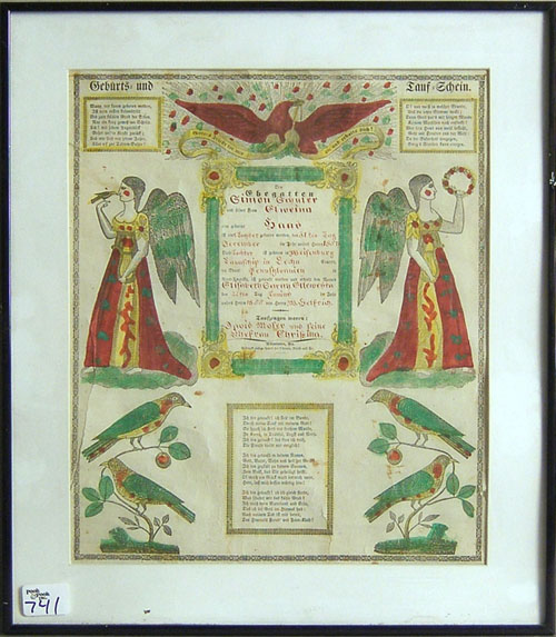 Appraisal: Two Allentown PA printed and hand colored fraktur th c