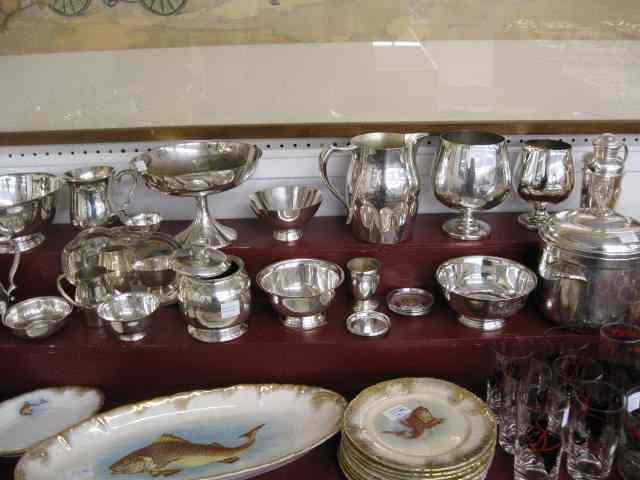 Appraisal: Silverplate Trophy Items pitchers bowls compotes humidor more horse equestrian