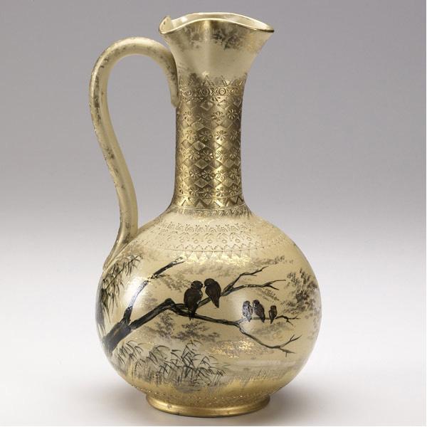 Appraisal: ROOKWOOD Early bulbous ewer decorated in the Dull Finish style