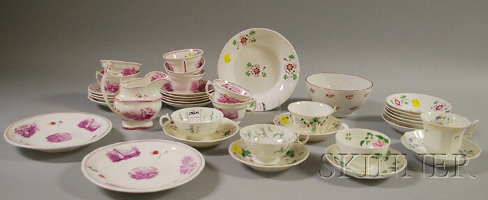 Appraisal: Nineteen-piece English Pink Lustre and Transfer-decorated Staffordshire Partial Tea Set