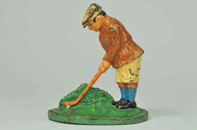 Appraisal: PUTTING GOLFER DOORSTOP One of the more popular examples depicts