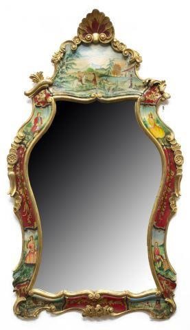 Appraisal: Venetian style parcel gilt mirror th c shell crest painted